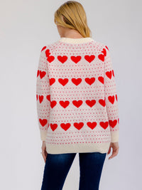 *****PLUS SIZE LONG SLEEVE HEARTS GRAPHIC PULLOVER SWEATER