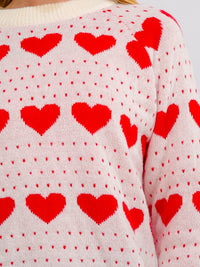 *****PLUS SIZE LONG SLEEVE HEARTS GRAPHIC PULLOVER SWEATER
