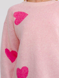 *****PLUS SIZE LONG SLEEVE HEARTS GRAPHIC PULLOVER SWEATER