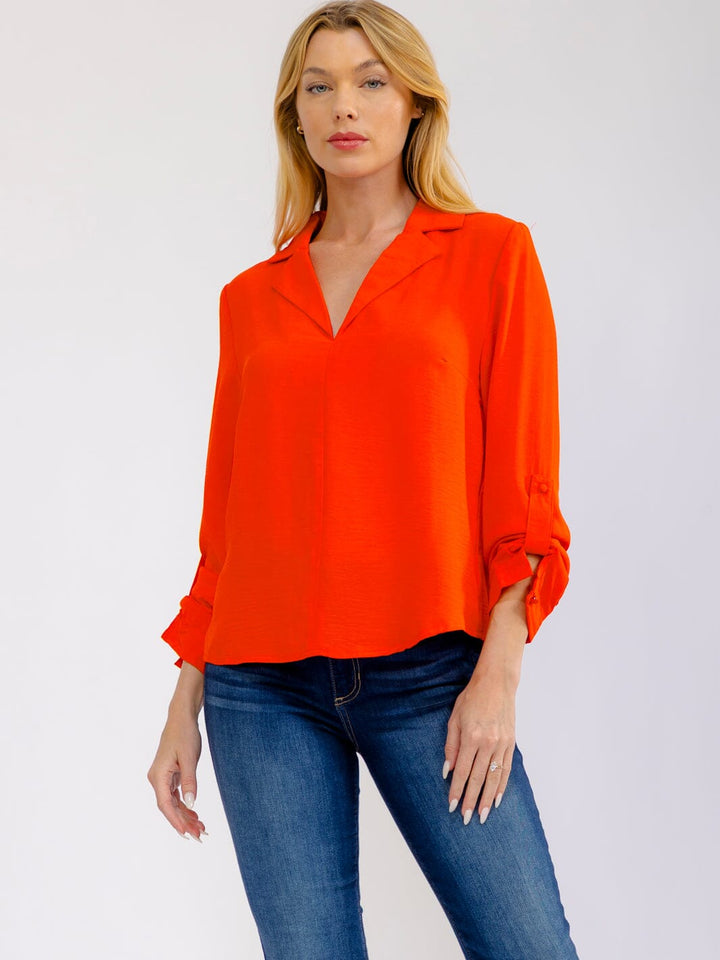 WOMEN'S LONG SLEEVE V-NECK BLOUSE