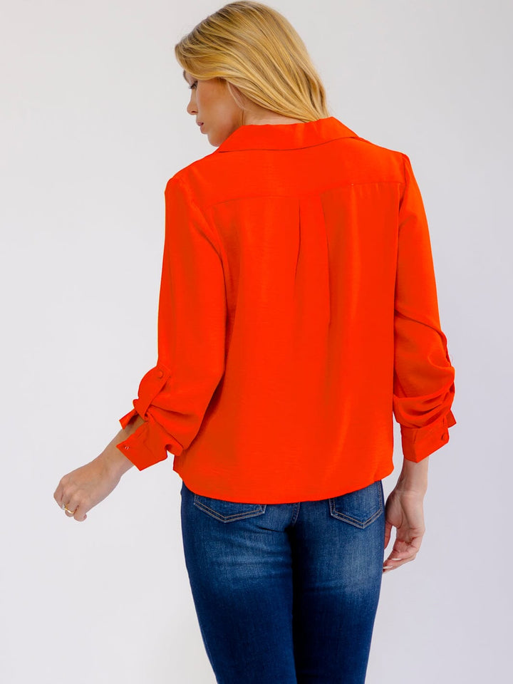 WOMEN'S LONG SLEEVE V-NECK BLOUSE