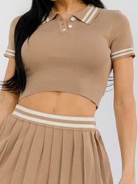WOMEN'S SHORT SLEEVE TOP & ELASTIC WAIST MINI SKIRT COLORBLOCK STRIPES 2PC. SET