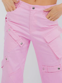 WOMEN'S BUTTON CLOSURE POCKETS STRETCH WIDE LEG PANTS