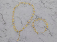 FASHION GOLD CHAIN NECKLACE & BRACELET 2PC SET