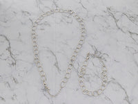 FASHION SILVER CHAIN NECKLACE & BRACELET 2PC SET