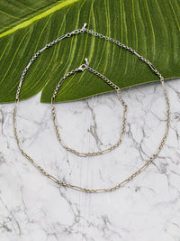 FASHION SILVER CHAIN NECKLACE & BRACELET 2PC SET