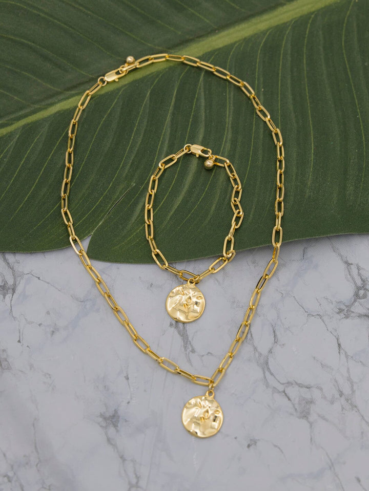 FASHION GOLD CHAIN NECKLACE & BRACELET 2PC SET