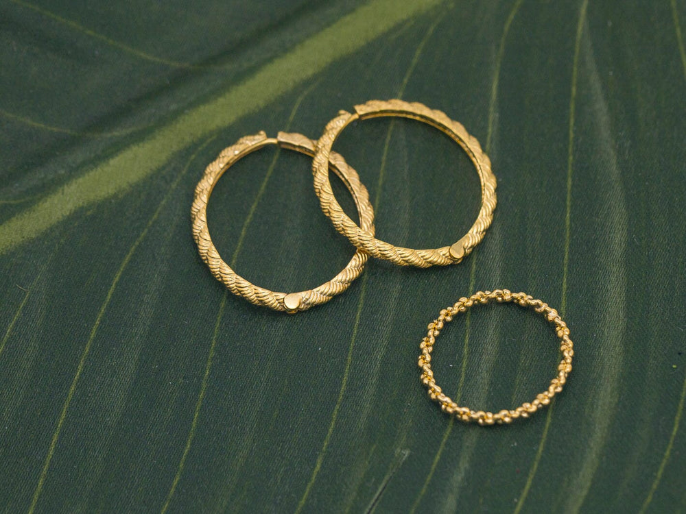 FASHION GOLD EARRINGS & RING 2PC SET