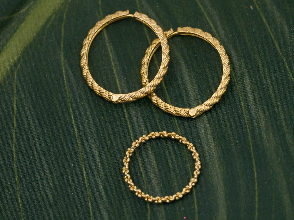 FASHION GOLD EARRINGS & RING 2PC SET