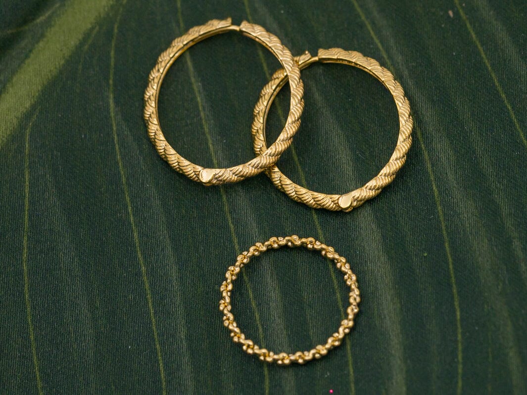 FASHION GOLD EARRINGS & RING 2PC SET