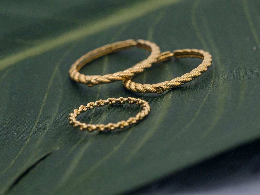 FASHION GOLD EARRINGS & RING 2PC SET