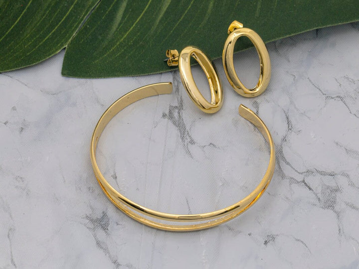 FASHION GOLD EARRINGS & BRACELET 2PC SET