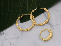 FASHION GOLD EARRING AND RING 2PC SET