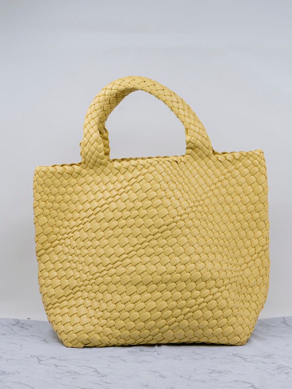 WOMEN'S VEGAN PU LETHAR WOVEN TOTE BAG