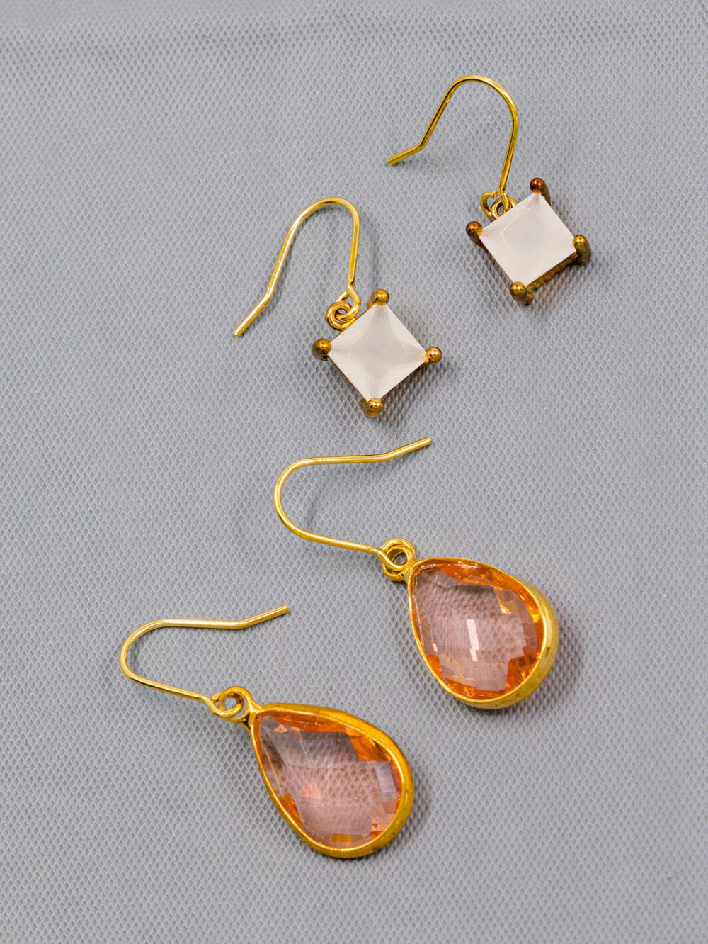 FASHION STONE ASSORTED COLORS 2 PAIR EARRINGS