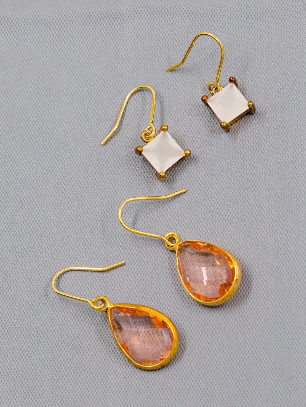 FASHION STONE ASSORTED COLORS 2 PAIR EARRINGS