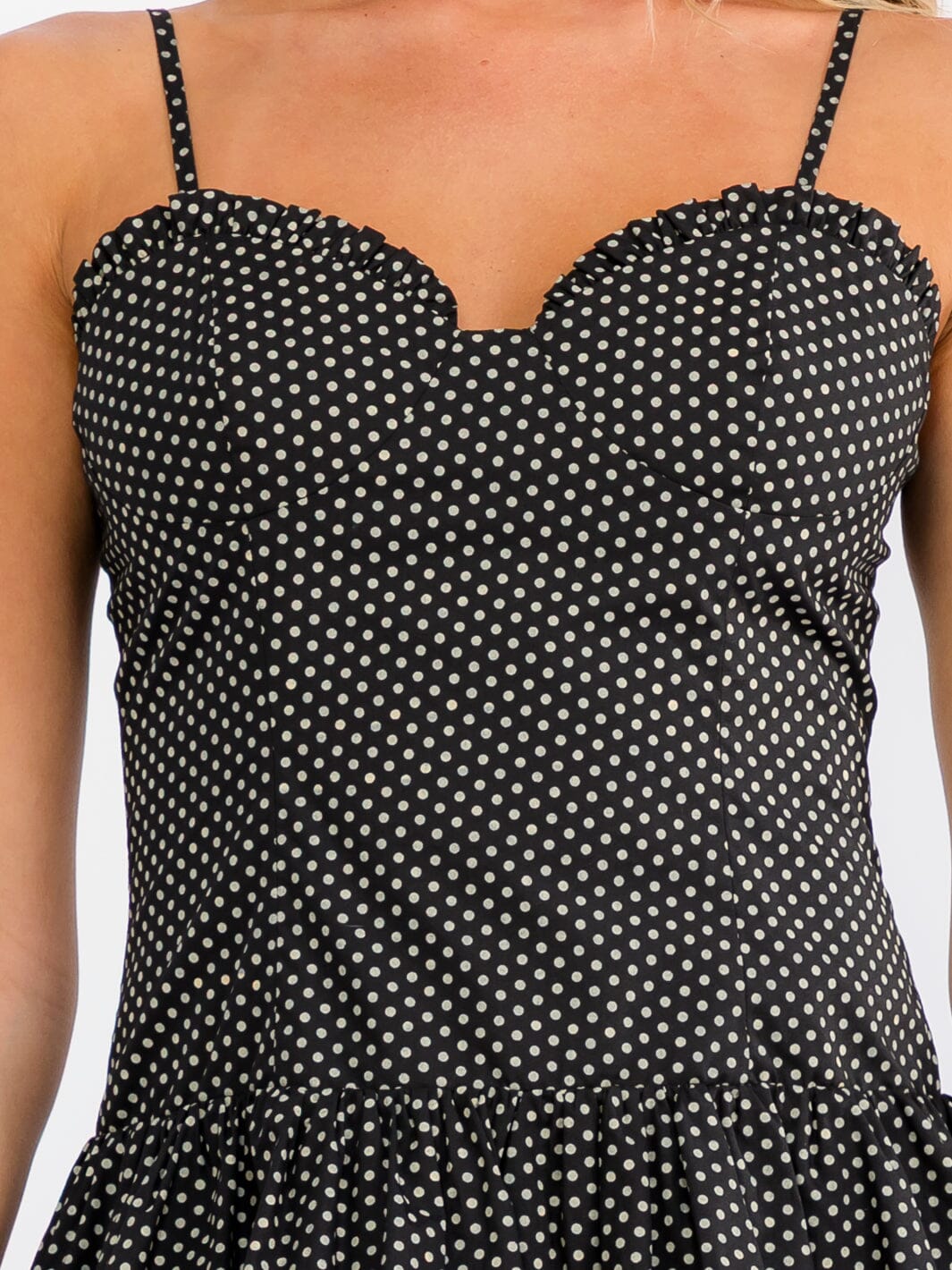WOMEN'S SLEEVELESS SMOCK POLKA DOTS BUBBLE HEM MINI DRESS