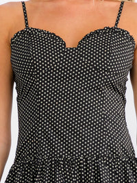 WOMEN'S SLEEVELESS SMOCK POLKA DOTS BUBBLE HEM MINI DRESS
