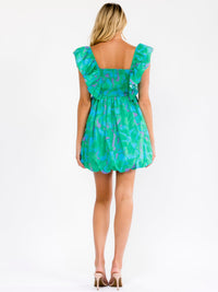 WOMEN'S SLEEVELESS SMOCK FRONT POCKETS MULTI PRINT MINI DRESS