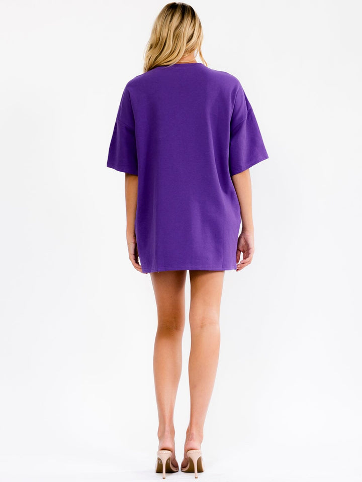 WOMEN'S SHORT SLEEVE POCKETS SEQUINS GAME DAY MINI DRESS