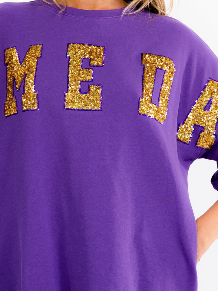WOMEN'S SHORT SLEEVE POCKETS SEQUINS GAME DAY MINI DRESS