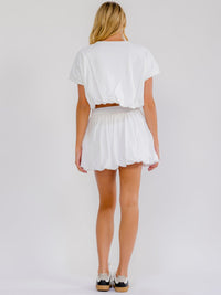 WOMEN'S SHORT SLEEVE TOP & ELASTIC WAIST MINI SKIRT GRAPHIC SEQUINS 2PC. SET