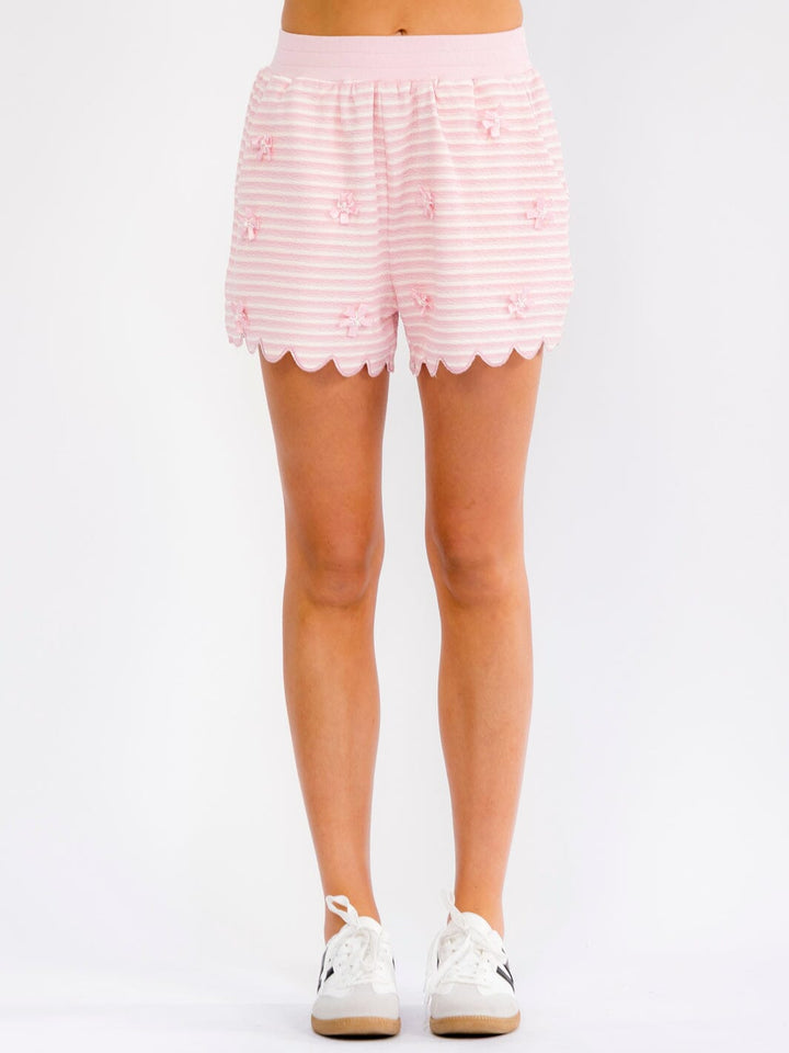 WOMEN'S ELASTIC WAIST FRONT POCKETS COLORBLOCK STRIPES DETAILED MINI SHORTS