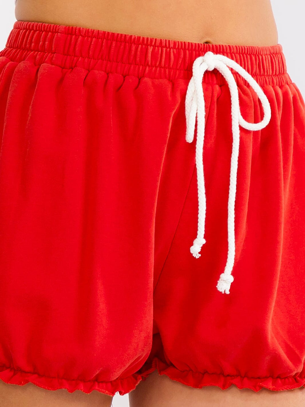 WOMEN'S ELASTIC WAIST SELF TIE MINI SHORTS