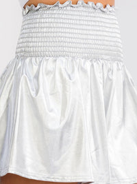 WOMEN'S ELASTIC WAIST METALLIC MINI SHORTS