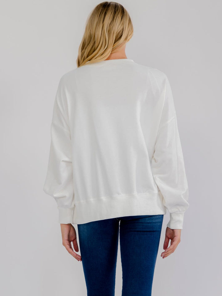 WOMEN'S LONG SLEEVE SEQUINS GRAPHIC PULLOVER SWEATER