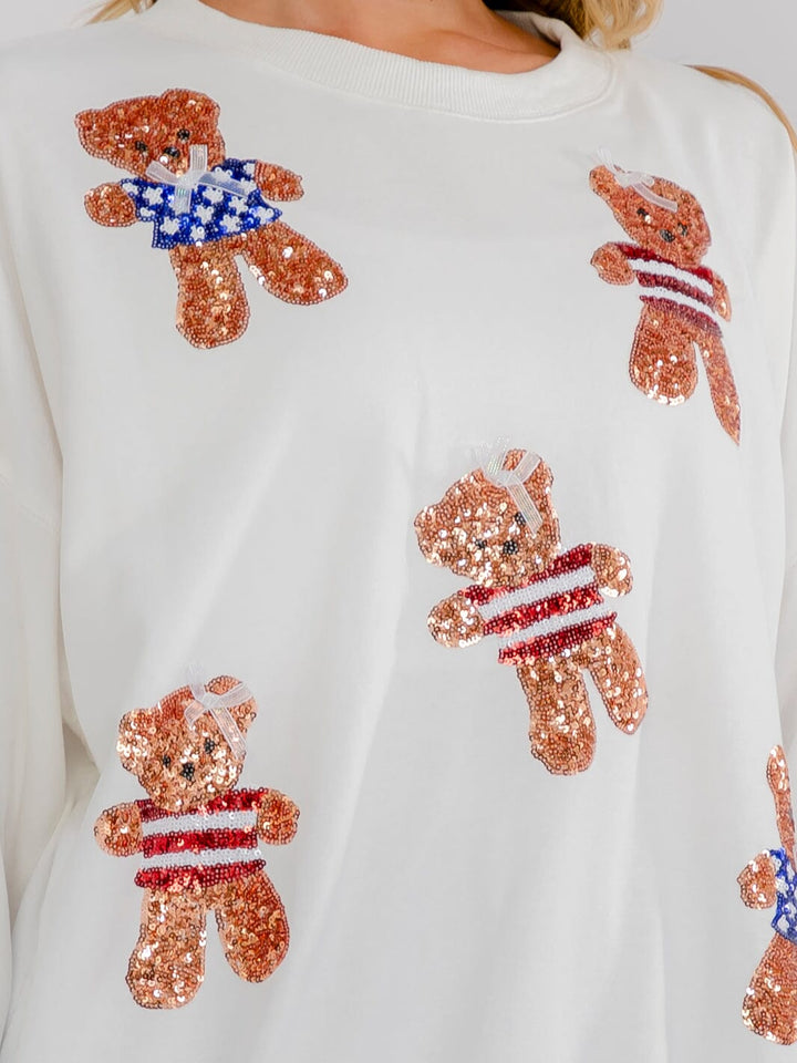 WOMEN'S LONG SLEEVE SEQUINS GRAPHIC PULLOVER SWEATER