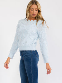 WOMEN'S LONG SLEEVE DETAILED PULLOVER SWEATER