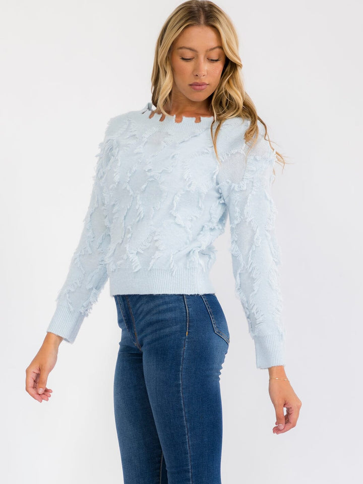 WOMEN'S LONG SLEEVE DETAILED PULLOVER SWEATER