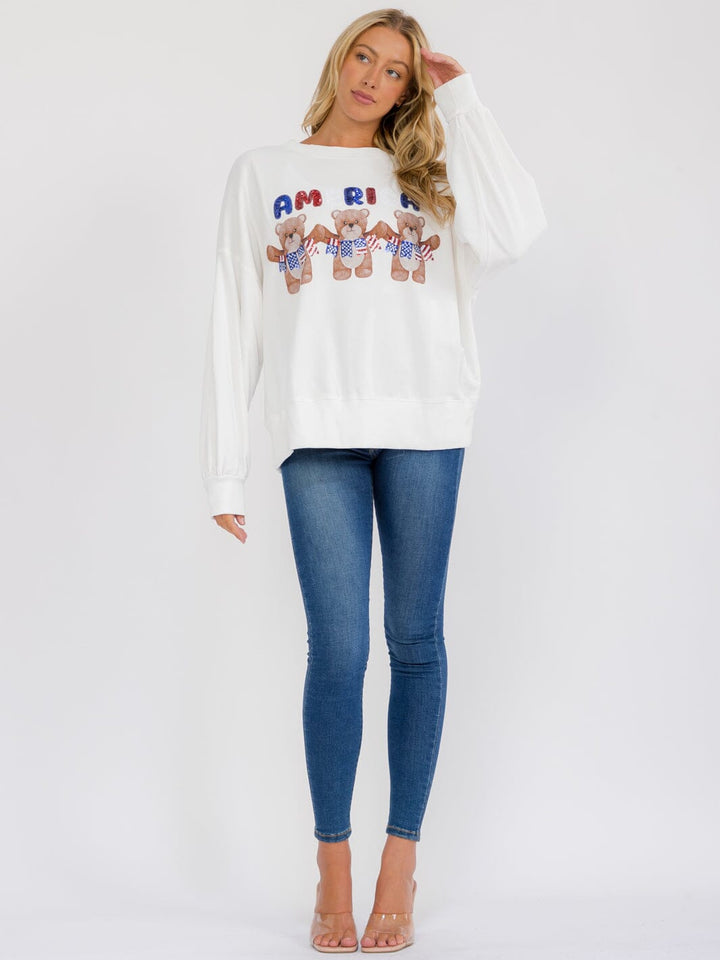 WOMEN'S LONG SLEEVE SEQUINS GRAPHIC PULLOVER SWEATER