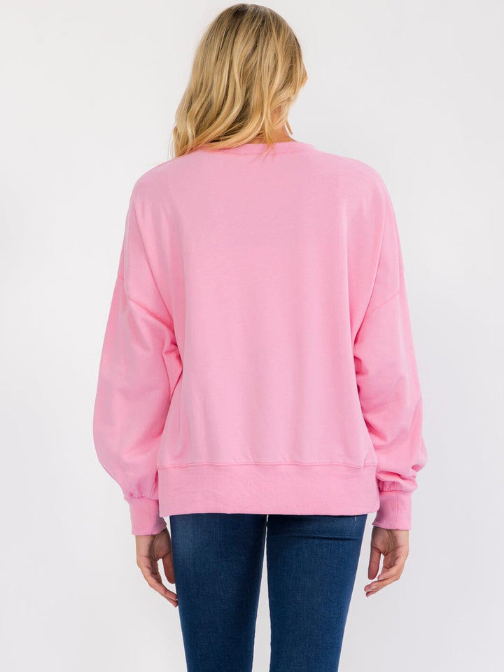 WOMEN'S LONG SLEEVE SEQUINS GRAPHIC PULLOVER SWEATER