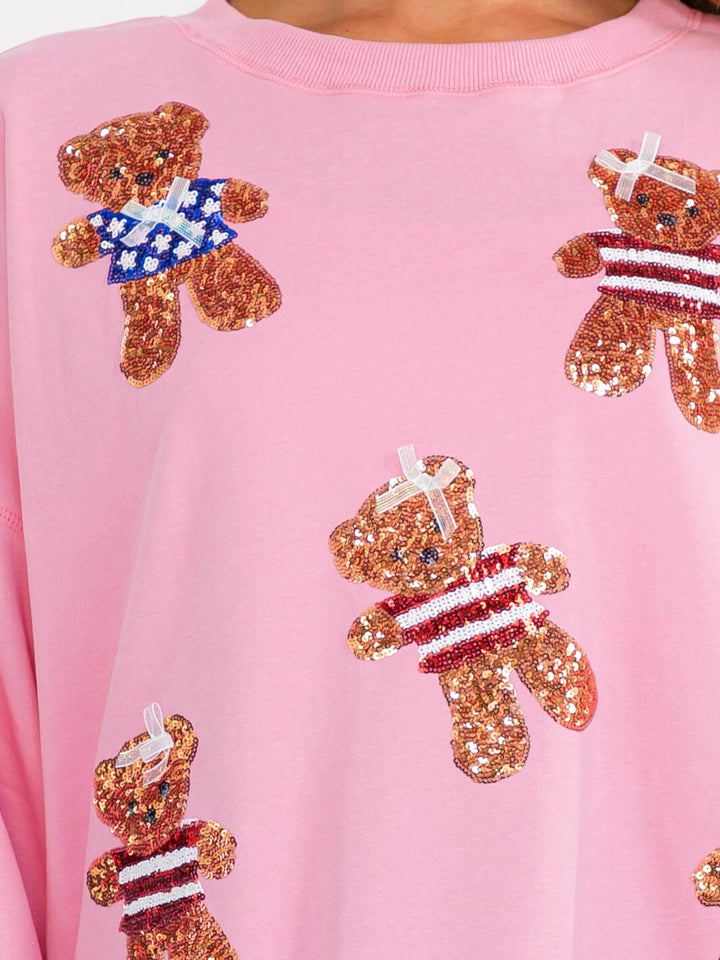 WOMEN'S LONG SLEEVE SEQUINS GRAPHIC PULLOVER SWEATER