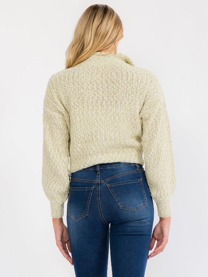 WOMEN'S LONG SLEEVE ZIP UP KNIT PULLOVER SWEATER