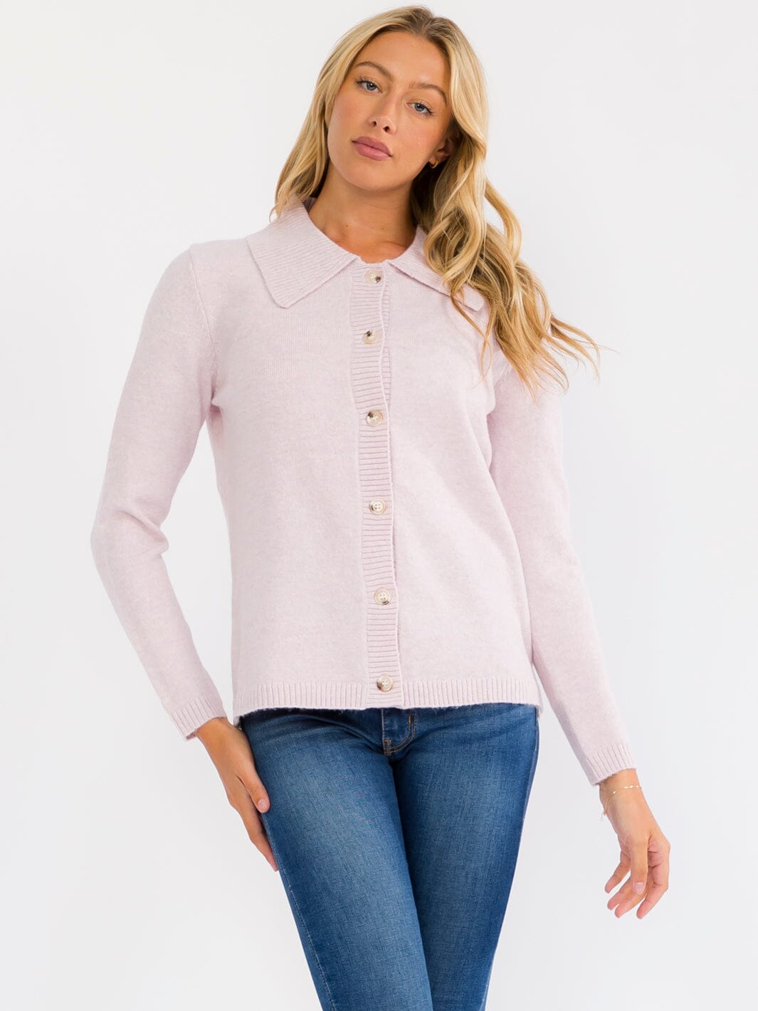 WOMEN'S LONG SLEEVE BUTTON UP SWEATER