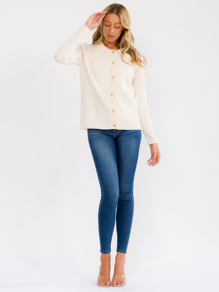 WOMEN'S LONG SLEEVE BUTTON UP SWEATER