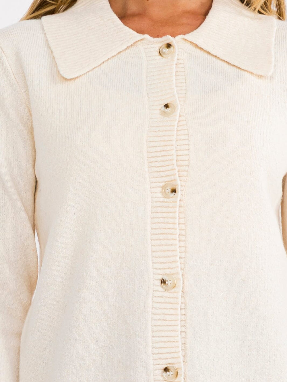 WOMEN'S LONG SLEEVE BUTTON UP SWEATER