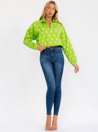 WOMEN'S LONG SLEEVE ZIP UP STARS PRINT WINDBREAKER PULLOVER JACKET
