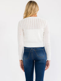 WOMEN'S LONG SLEEVE BUTTON UP FLORAL EMBROIDERY KNIT SWEATER