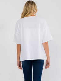 WOMEN'S SHORT SLEEVE EMBROIDERY BASIC SHIRT