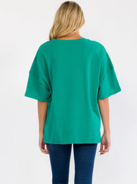 WOMEN'S SHORT SLEEVE FLORAL SEQUINS SHIRT