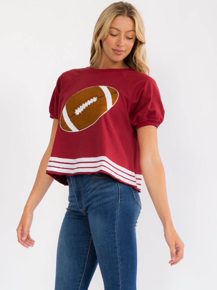 WOMEN'S SHORT SLEEVE COLORBLOCK GAME DAY GRAPHIC TOP