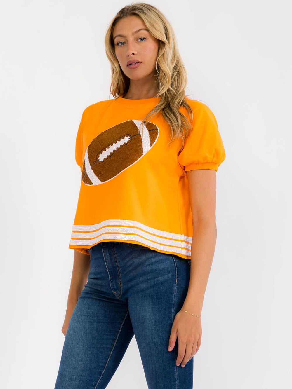 WOMEN'S SHORT SLEEVE COLORBLOCK GAME DAY GRAPHIC TOP