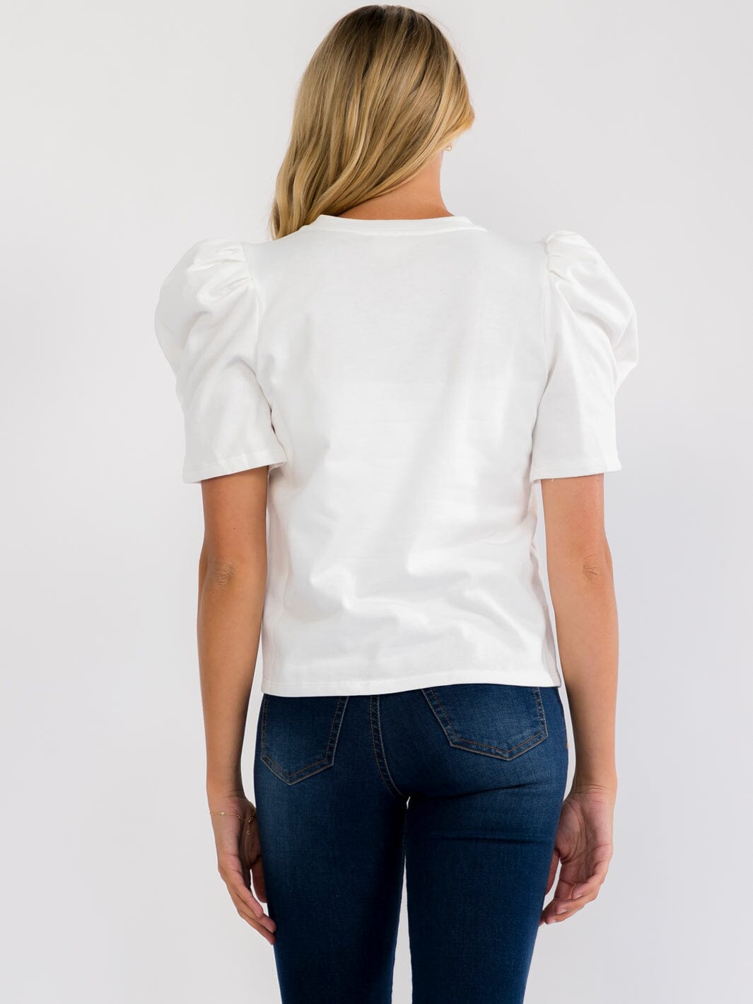 WOMEN'S SHORT PUFF SLEEVE SEQUNS GRAPHIC TOP