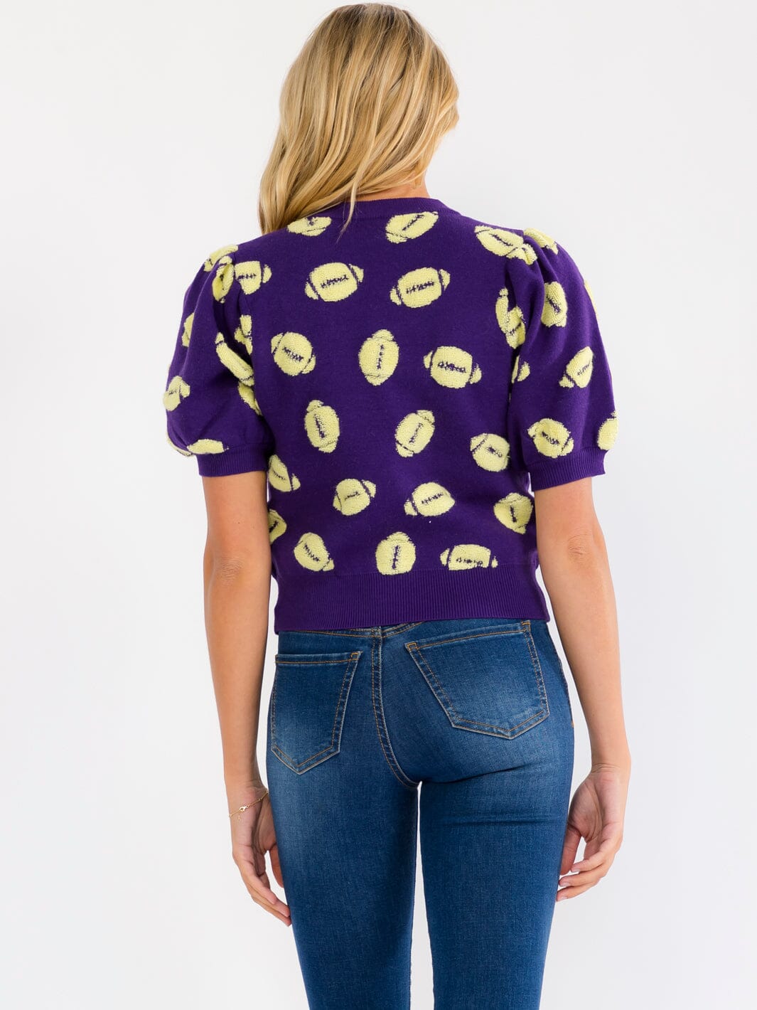 WOMEN'S SHORT SLEEVE COLORBLOCK GAME DAY GRAPHIC KNIT TOP