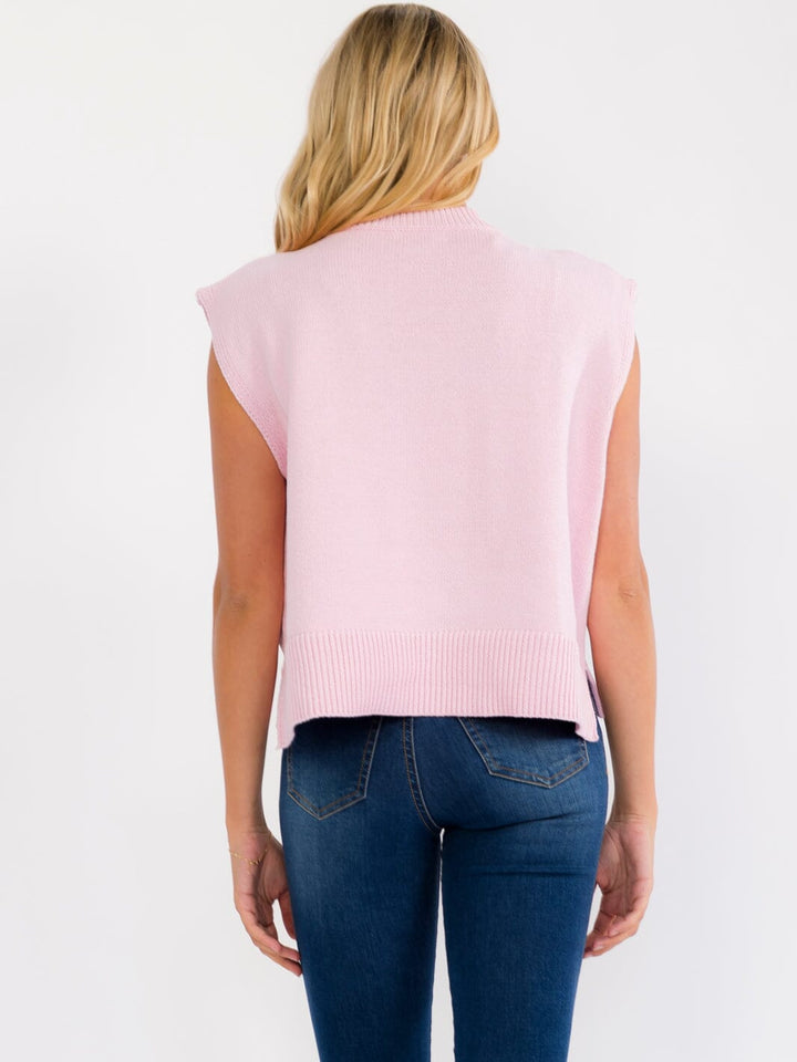 WOMEN'S SLEEVELESS HEART LOVE KNIT TOP