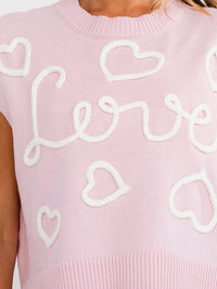 WOMEN'S SLEEVELESS HEART LOVE KNIT TOP